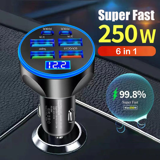 6 IN 1 Super Car Charger Adapter Mobile Phone