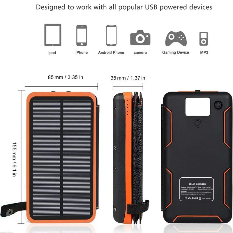 20000mAh Waterproof Solar Powerbank Outdoor Camping