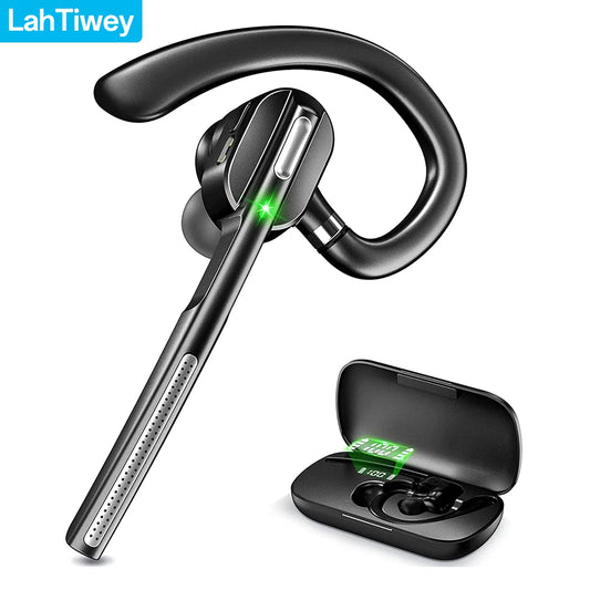 Bluetooth Headset with Noise-Cancelling Mic LED Charging Case