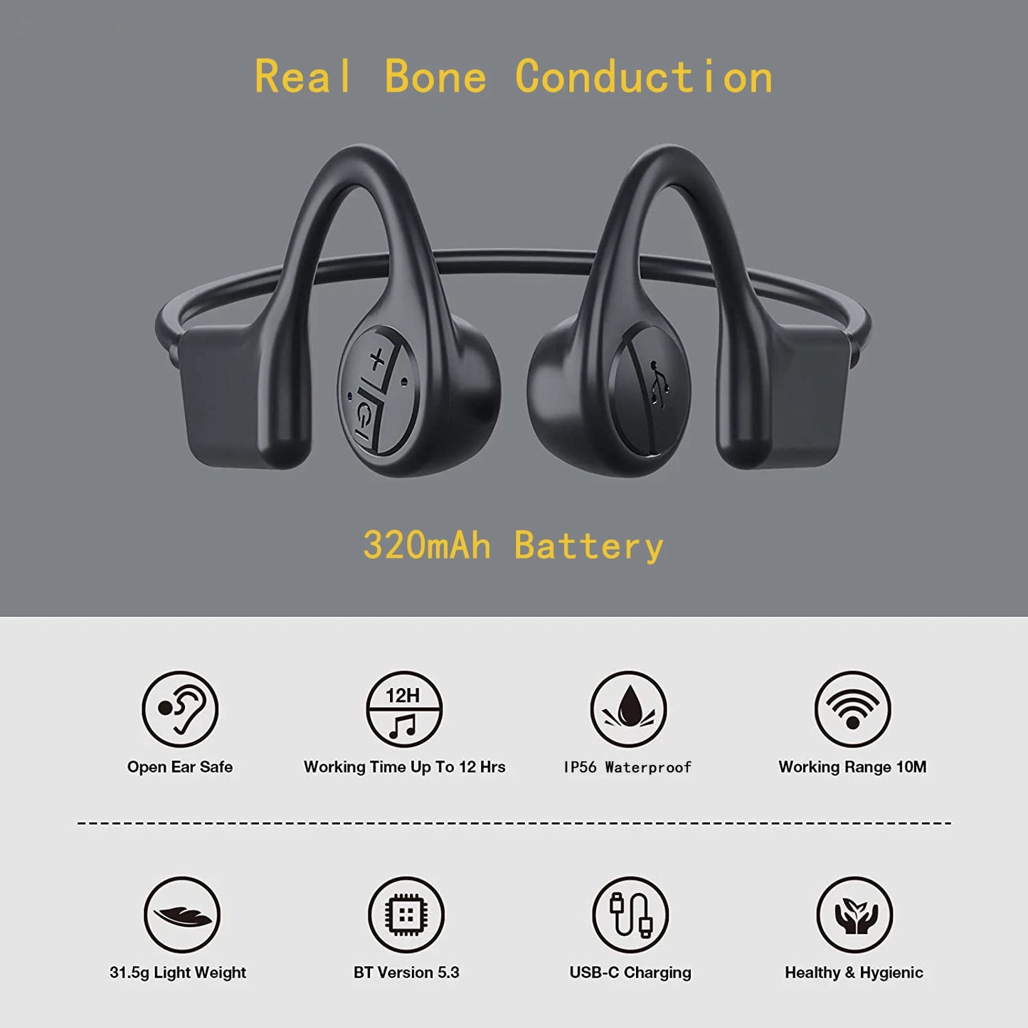 IP55 Sweatproof with Built-in Mic for Sports Bone Conduction