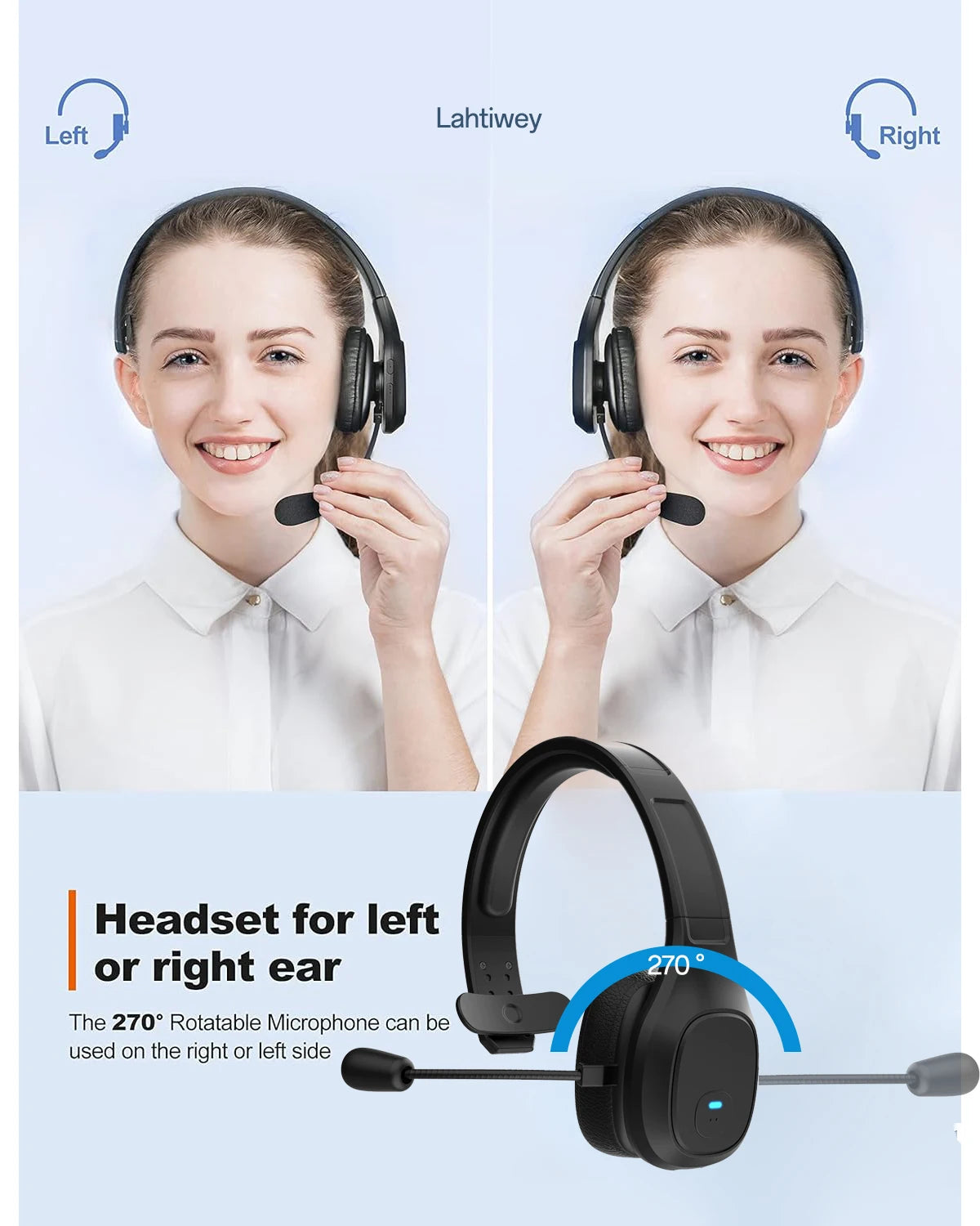 Premium Trucker Bluetooth Headset 30-Hour Talk Time