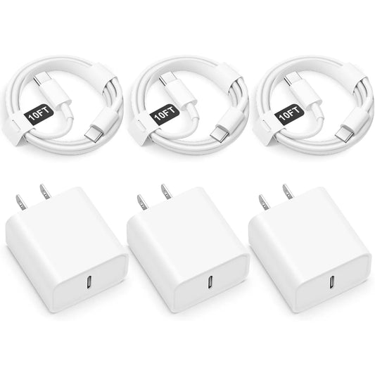 3 Pack 20W USB C Charger Block and Type C