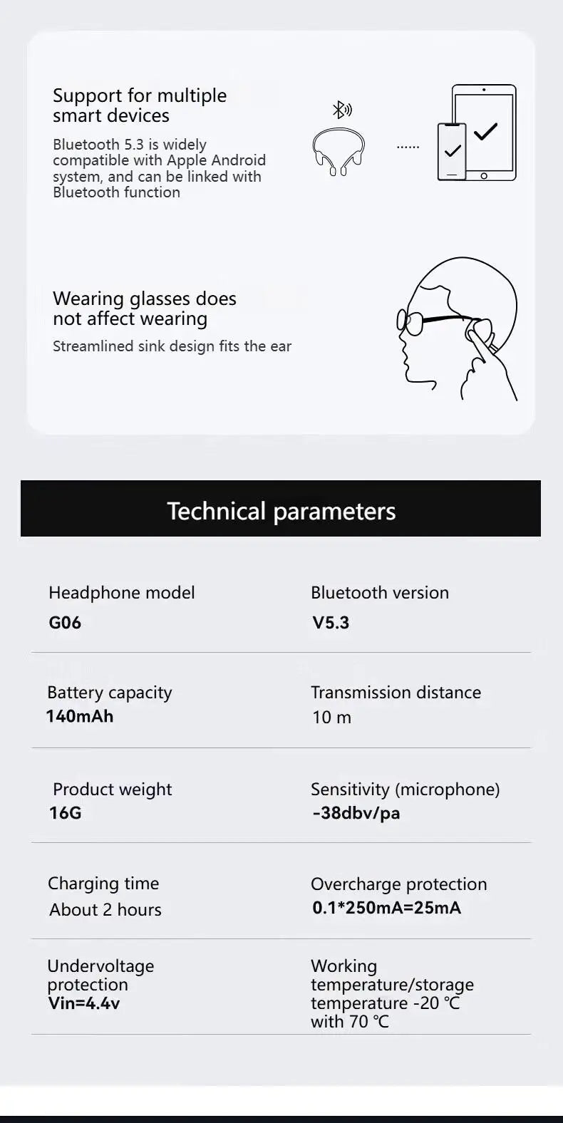 G06 Bone Conduction Bluetooth Earphones Waterproof Dual Mic Noise Reduction