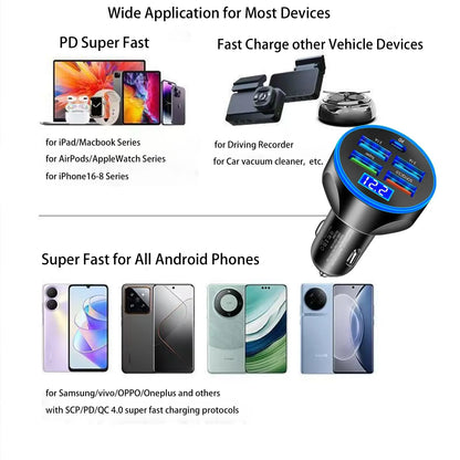 6 IN 1 Super Car Charger Adapter Mobile Phone