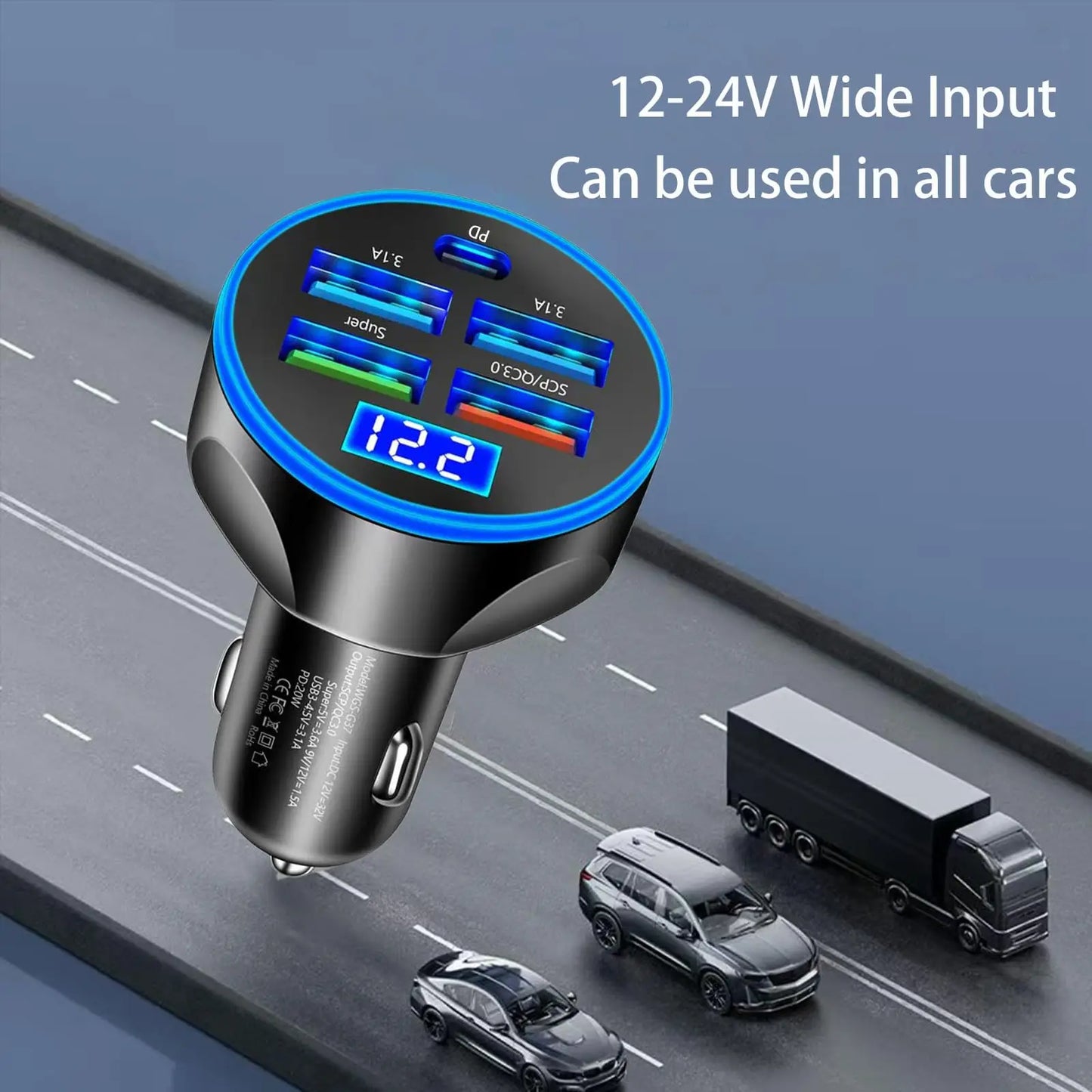6 IN 1 Super Car Charger Adapter Mobile Phone
