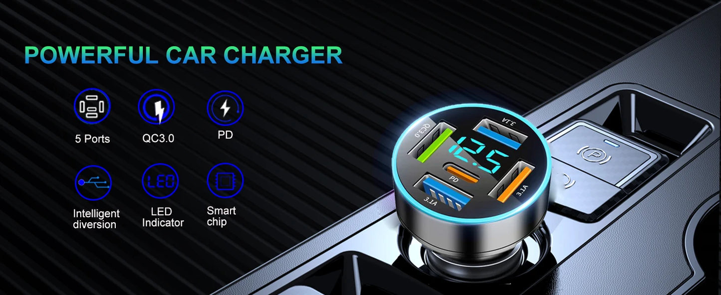 6 IN 1 Super Car Charger Adapter Mobile Phone