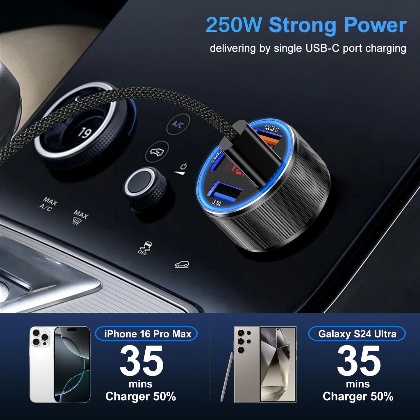 6 IN 1 Super Car Charger Adapter Mobile Phone