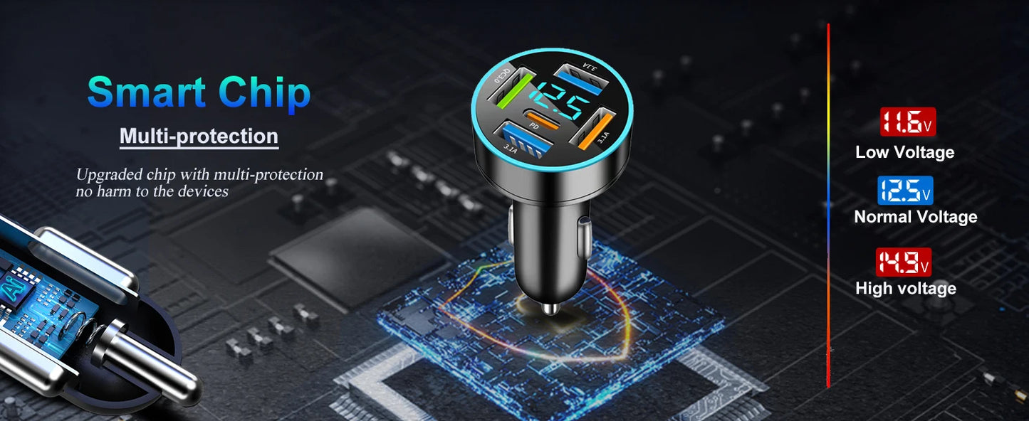 6 IN 1 Super Car Charger Adapter Mobile Phone