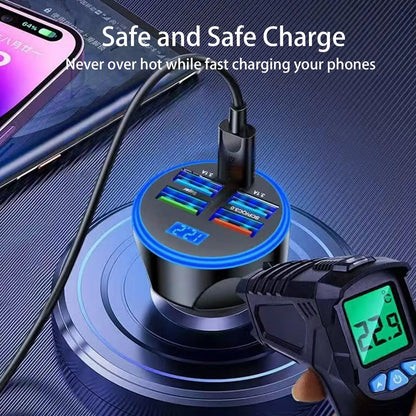 6 IN 1 Super Car Charger Adapter Mobile Phone