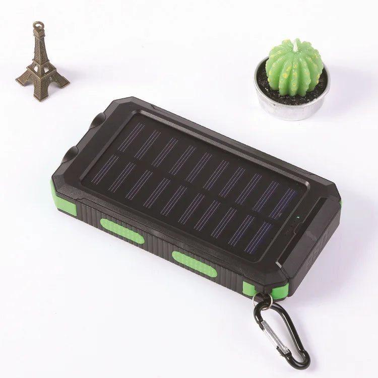 Power Bank 20000mah Solar Panel Dual USB - SOS Light Flash Compass