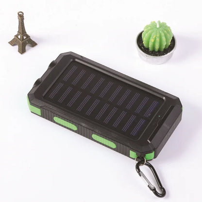 Power Bank 20000mah Solar Panel Dual USB - SOS Light Flash Compass
