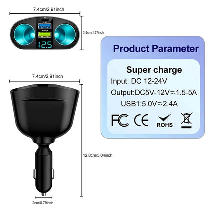 3-port Pd Type C Car Charger, Fast Charging, Cigarette Lighter With Digital Display