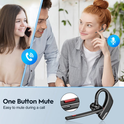 New Bee M51 Bluetooth 5.2 Wireless Headset Earphones Headphone with Dual-Mic CVC8.0 Noise Cancelling Handsfree Business Earbuds