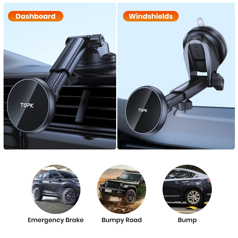 TOPK Fits MagSafe Car Mount for Universal Dashboard,