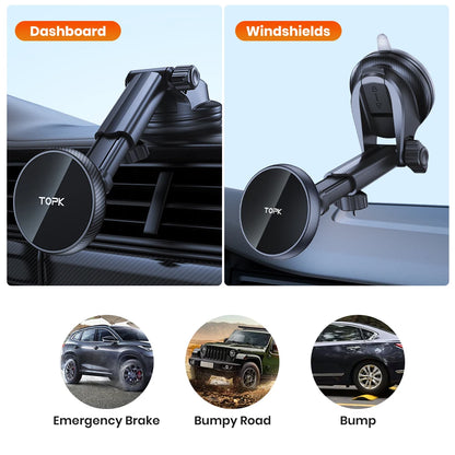 TOPK Fits MagSafe Car Mount for Universal Dashboard,