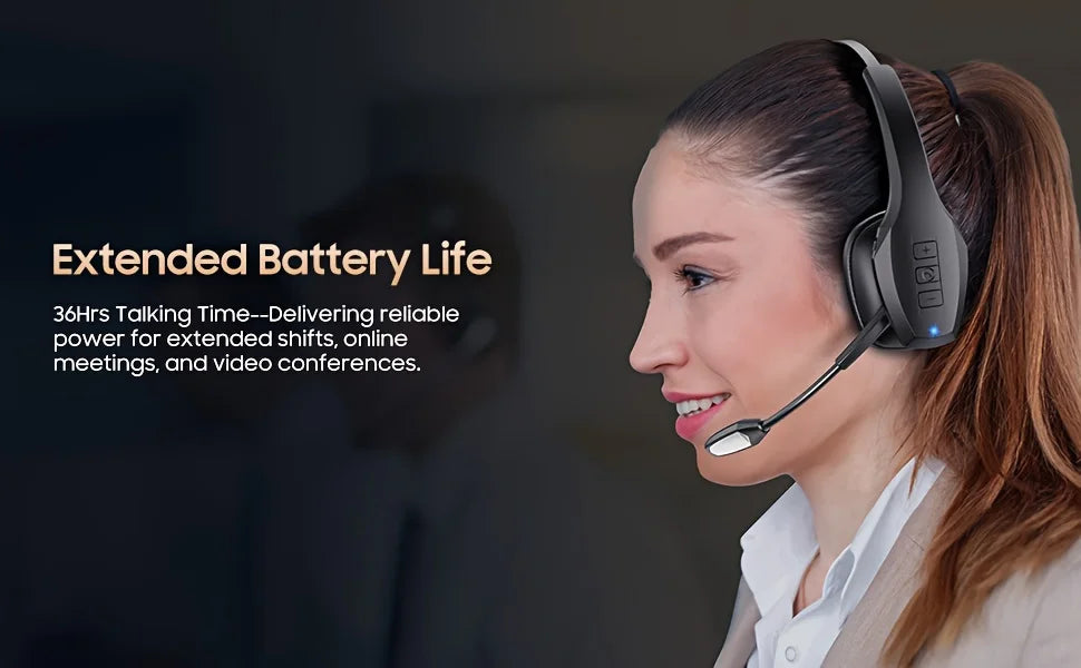 Trucker Bluetooth Headset with 55H of Talk Time All-Day Comfort