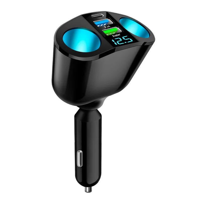 3-port Pd Type C Car Charger, Fast Charging, Cigarette Lighter With Digital Display