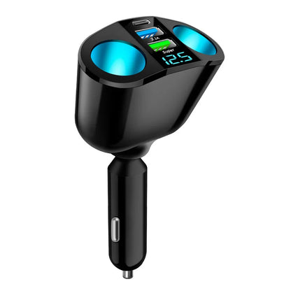 3-port Pd Type C Car Charger, Fast Charging, Cigarette Lighter With Digital Display