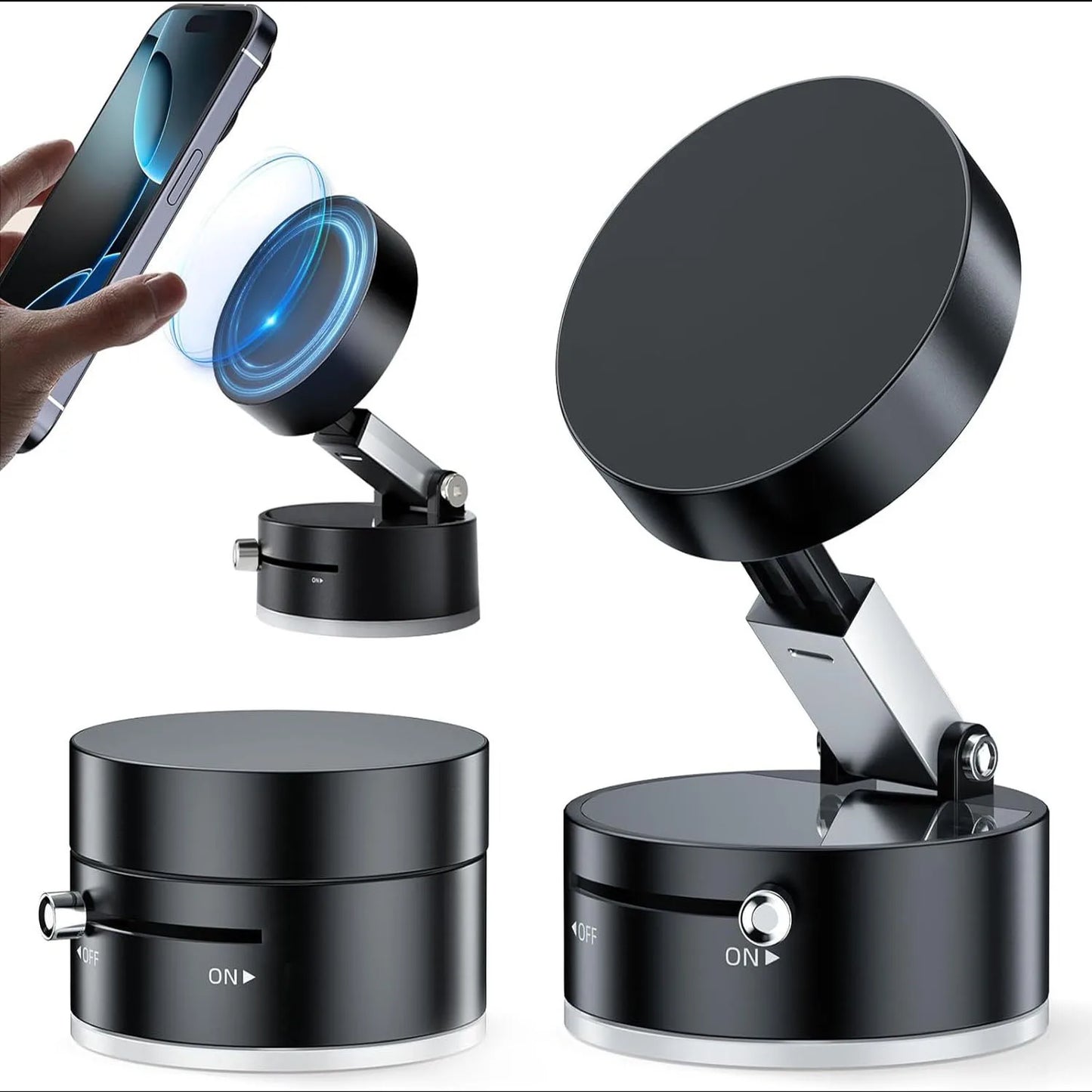 2025 New Model 360-Degree Rotating Aluminum Alloy Magnetic Vacuum Suction Cup