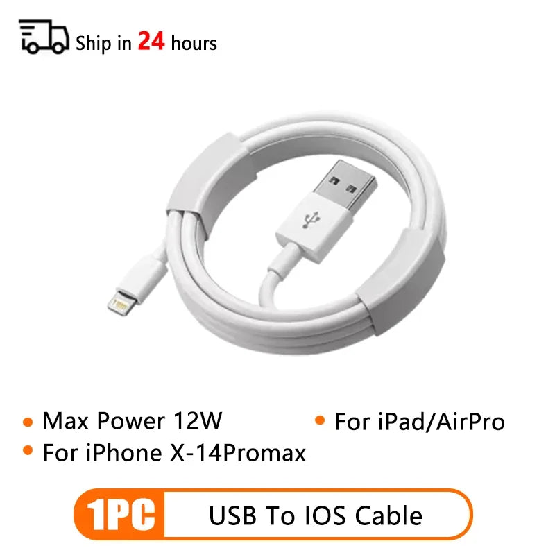 5Pcs PD 60W Original Fast Charging USB C Cable for iPhone 16 15 14 8 7 Plus 13 12 11 Pro XS Max XR X Type C USB A Charger Cable