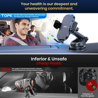 TOPK Car Phone Holder Mount Adjustable Cradle 360° Rotation