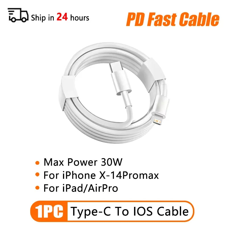 5Pcs PD 60W Original Fast Charging USB C Cable for iPhone 16 15 14 8 7 Plus 13 12 11 Pro XS Max XR X Type C USB A Charger Cable
