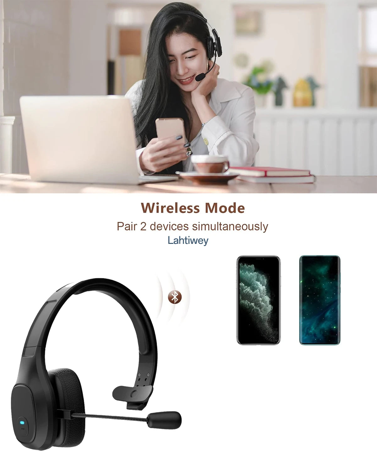 Premium Trucker Bluetooth Headset 30-Hour Talk Time