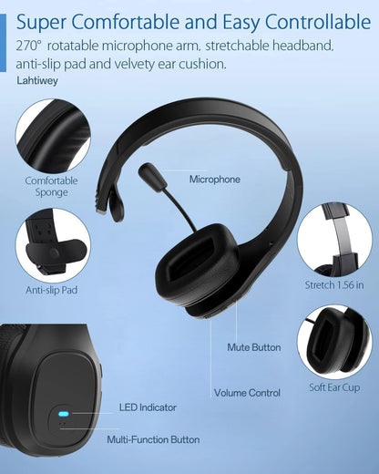 Premium Trucker Bluetooth Headset 30-Hour Talk Time