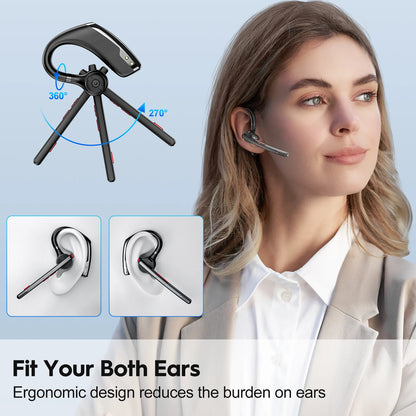 New Bee M51 Bluetooth 5.2 Wireless Headset Earphones Headphone with Dual-Mic CVC8.0 Noise Cancelling Handsfree Business Earbuds