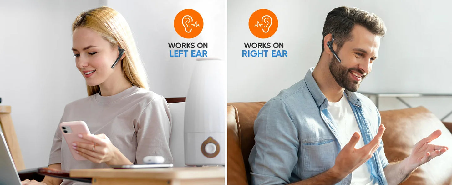Bluetooth Headset with Noise-Cancelling Mic LED Charging Case