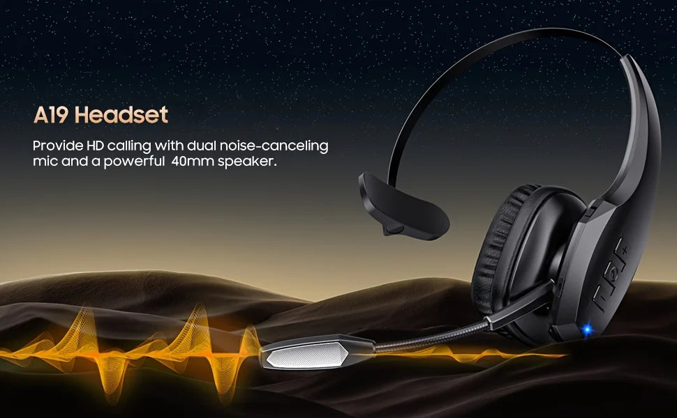 Trucker Bluetooth Headset with 55H of Talk Time All-Day Comfort