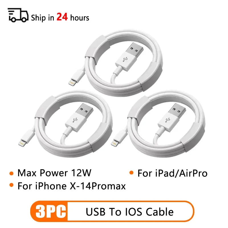 5Pcs PD 60W Original Fast Charging USB C Cable for iPhone 16 15 14 8 7 Plus 13 12 11 Pro XS Max XR X Type C USB A Charger Cable