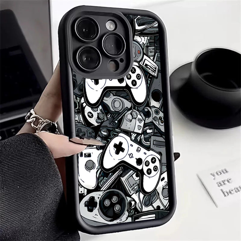 Case For iPhone 16E 14 16 Pro Max Cases iPhone 15 Case Game Controller Graphic Case For iPhone 11 12 13 XS X 7 8 Plus SE2 Cover