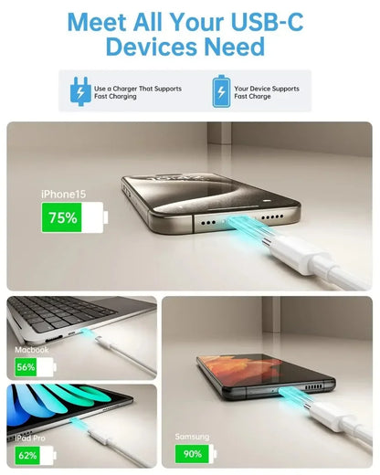 5Pcs PD 60W Original Fast Charging USB C Cable for iPhone 16 15 14 8 7 Plus 13 12 11 Pro XS Max XR X Type C USB A Charger Cable