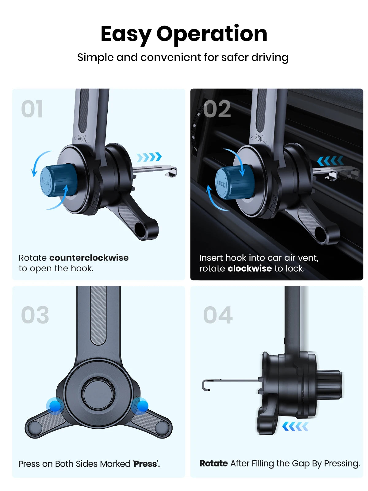 TOPK Fits MagSafe Car Phone Holder, Strong Magnetic