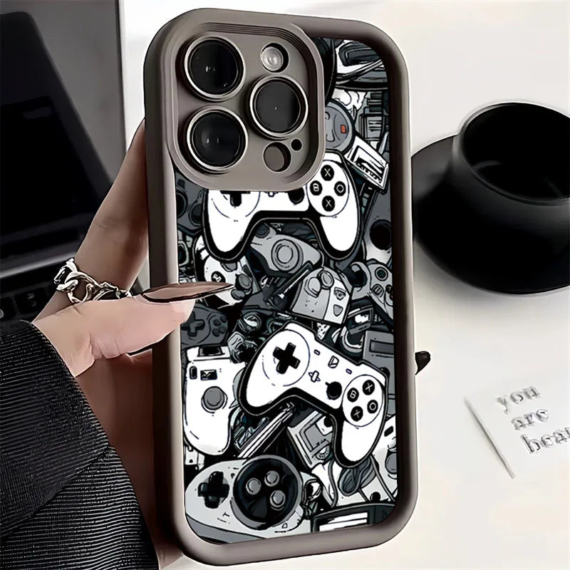 Case For iPhone 16E 14 16 Pro Max Cases iPhone 15 Case Game Controller Graphic Case For iPhone 11 12 13 XS X 7 8 Plus SE2 Cover