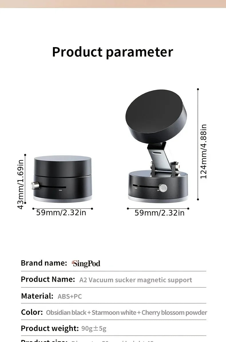 2025 New Model 360-Degree Rotating Aluminum Alloy Magnetic Vacuum Suction Cup