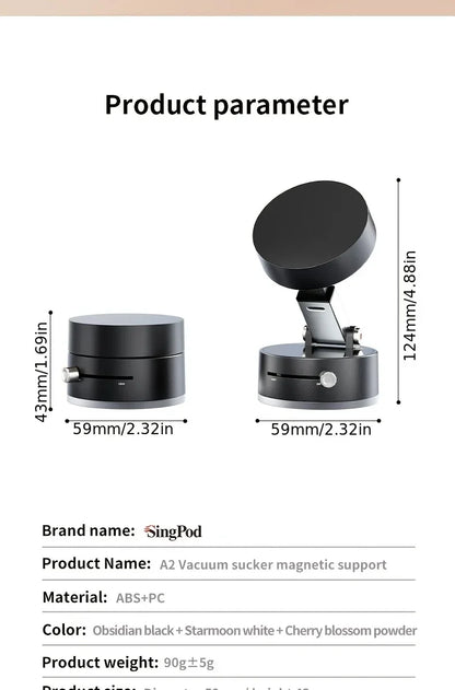 2025 New Model 360-Degree Rotating Aluminum Alloy Magnetic Vacuum Suction Cup