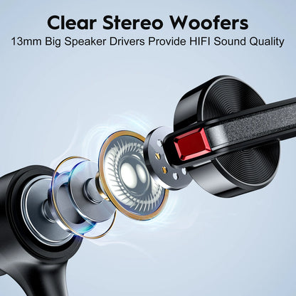 New Bee M51 Bluetooth 5.2 Wireless Headset Earphones Headphone with Dual-Mic CVC8.0 Noise Cancelling Handsfree Business Earbuds