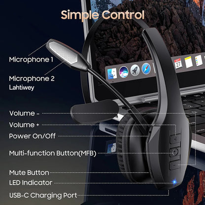 Trucker Bluetooth Headset, Wireless Headset with Mic
