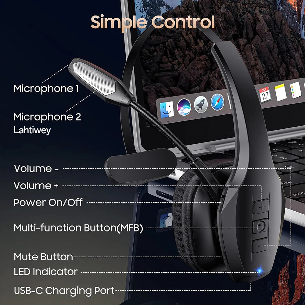 Trucker  Headphones 55H of Talk Time All-Day Comfort