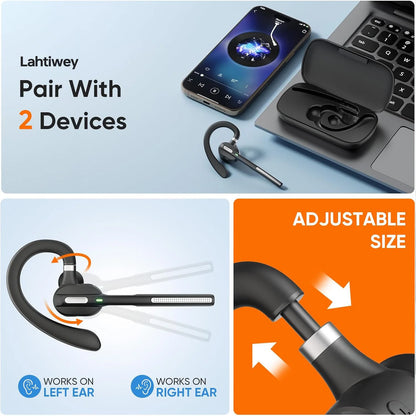 Bluetooth Headset with Noise-Cancelling Mic LED Charging Case
