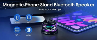 XIKCU Portable Bluetooth Speaker G200 RGB Lighting Magnetic Speaker BT5.0 Mini Sound Box 7 Hours Playback Phone Holder