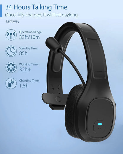 Premium Trucker Bluetooth Headset 30-Hour Talk Time