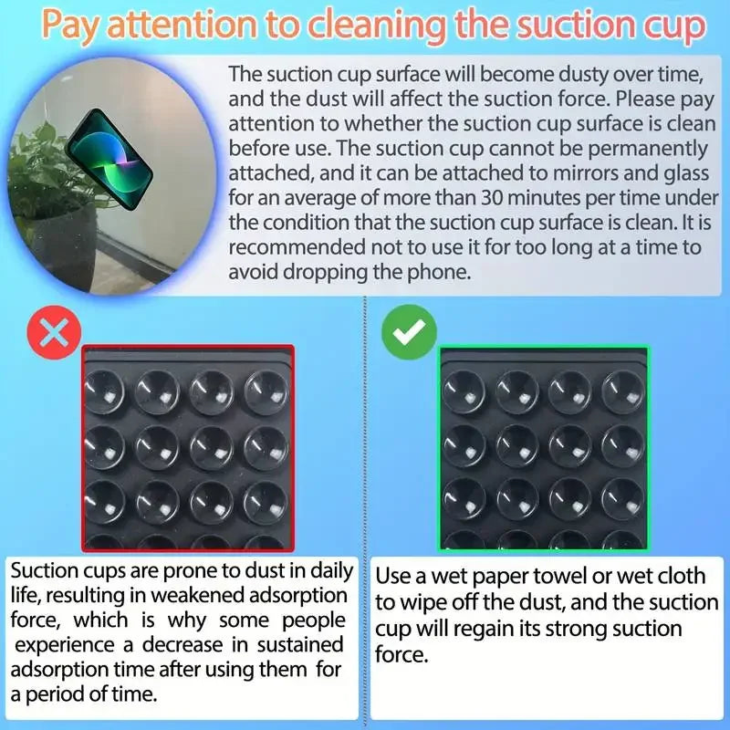 Mat Multifunctional Suction Cup Wall Stand Square Anti-Slip Single-Sided Case Mount Back Sticker