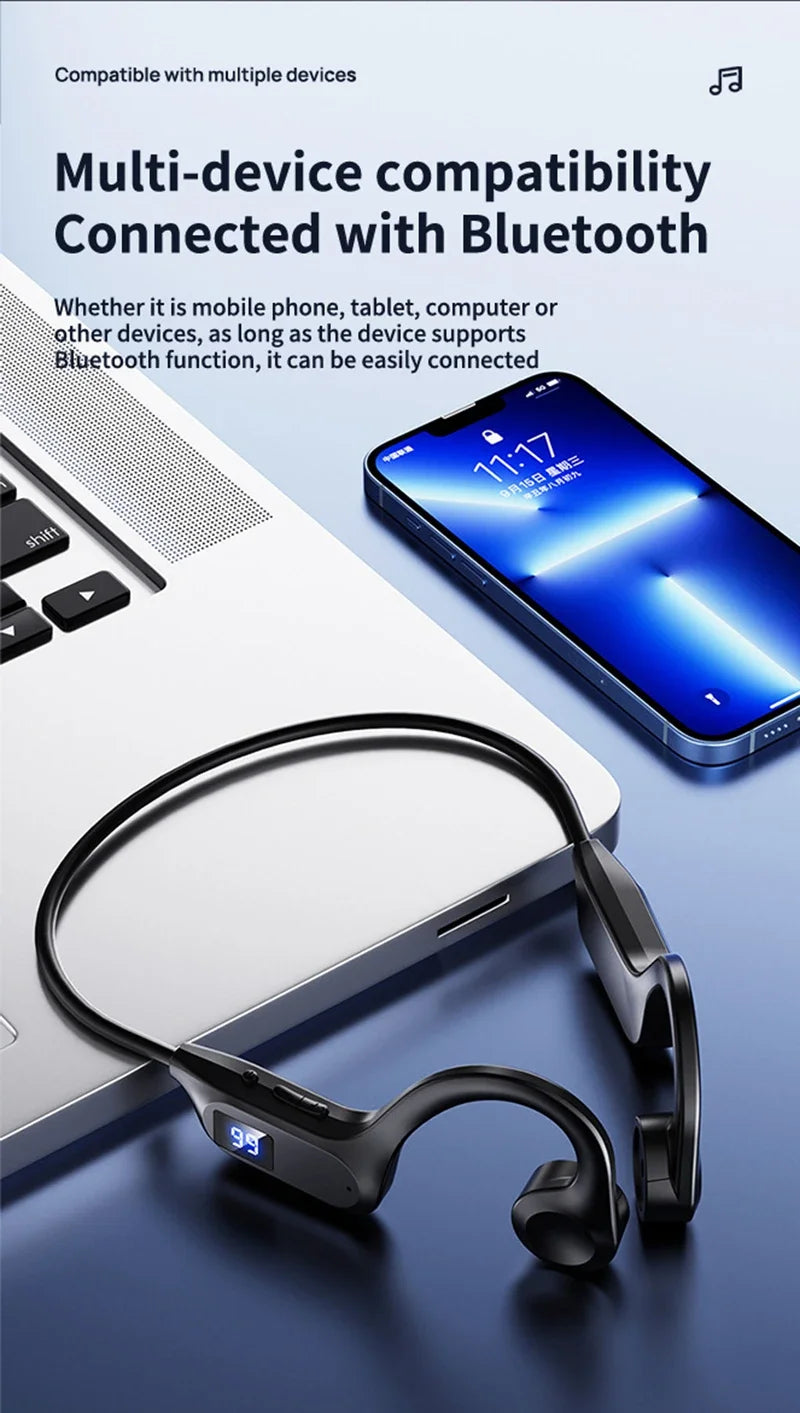 Xiaomi X7 Wireless Bone Conduction Earphone Sport Bluetooth Compatible Memory Card Digital Display With Mic For Sports Earbuds
