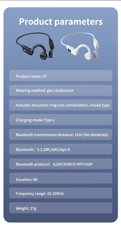 Xiaomi X7 Wireless Bone Conduction Earphone Sport Bluetooth Compatible Memory Card Digital Display With Mic For Sports Earbuds