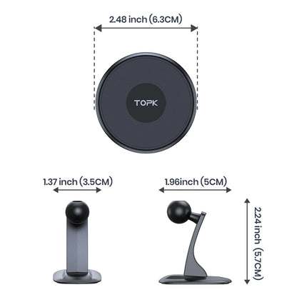 TOPK for MagSafe Car Phone Mount, Strong Magnet 360°