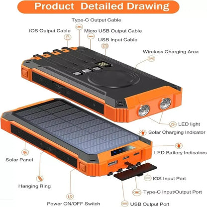 Solar Power Bank 20000mAh Wireless Charger