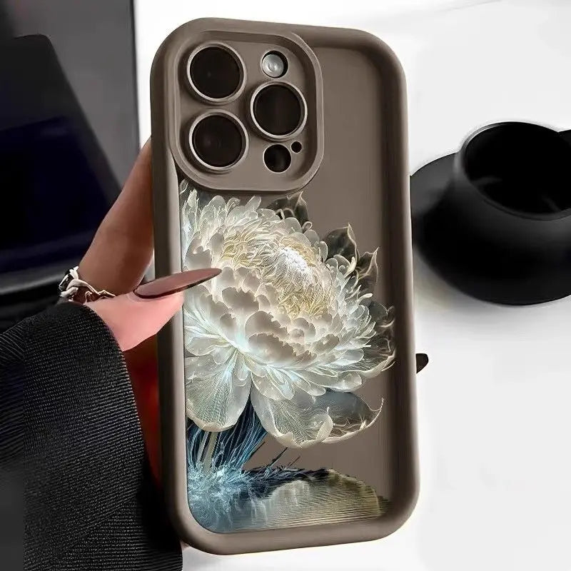 Flower Matte Phone Case for iPhone Shockproof Cover